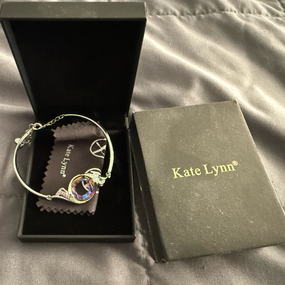 Silver and Purple Crystal Embellished Bracelet
